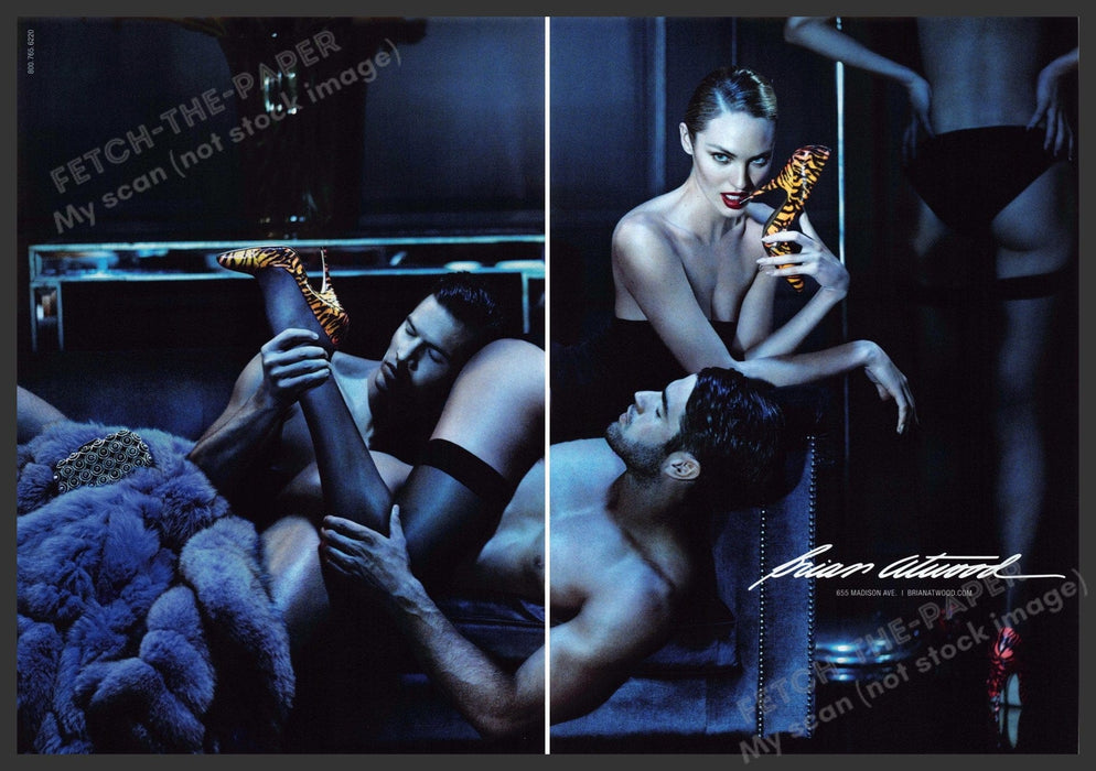 Brian Atwood Candice Swanepoel 2010s Print Advertisement (2 page) 2012 Legs Men Fetch-the-Paper