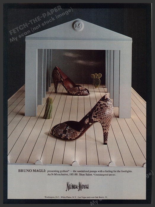 Bruno Magli Python Shoes 1980s Print Advertisement Ad 1981 Neiman-Marcus Fetch-the-paper.com