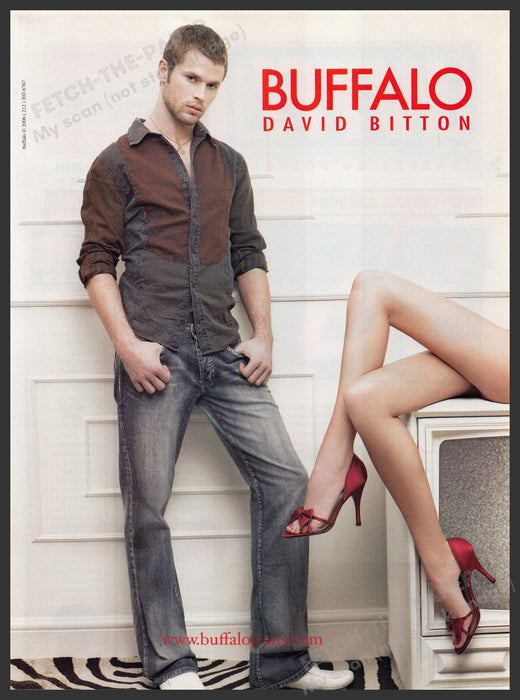 Buffalo David Bitton Jeans 2000s Print Advertisement Ad 2006 Sexy Long Legs Fetch-the-Paper