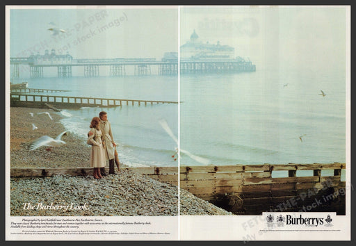 Burberry Coats Eastbourne Pier Sussex 1980s Print Advertisement (2 pages) 1980 Fetch-the-Paper