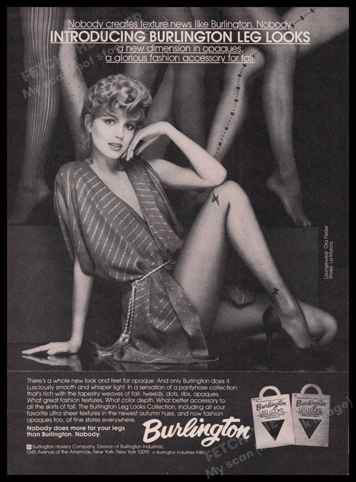 Burlington Leg Looks Hosiery 1980s Print Advertisement Ad 1980 Fetch the Paper!