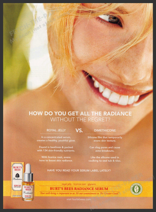 Burt's Bees 2000s Magazine Print Ad 2008 Radiance Freckled Face Beauty Burt's Bees