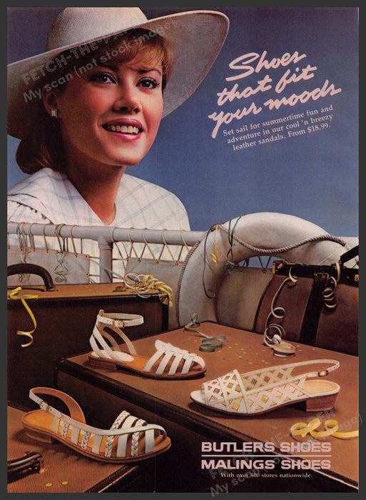 Butlers & Malings 1980s Magazine Print Ad 1984 "Shoes that fit your moods" Butlers & Malings
