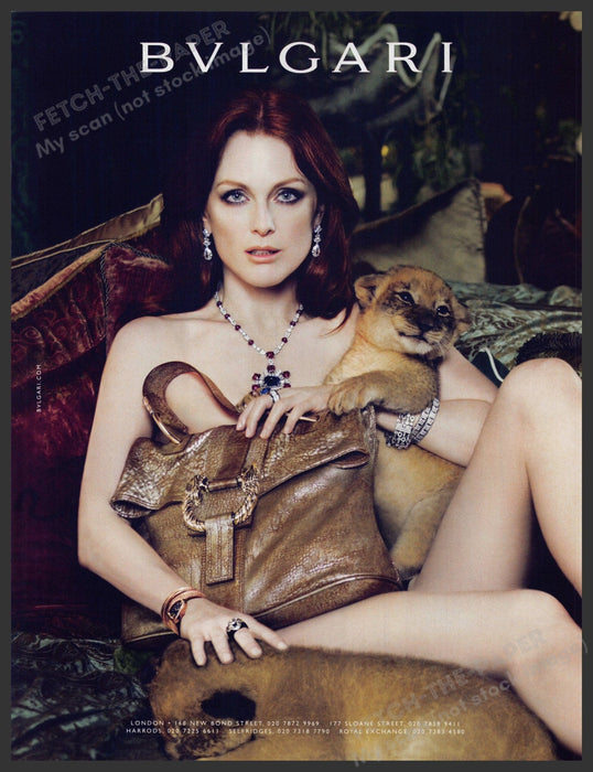 BVLGARI Jewelry Julianne Moore 2010s Print Advertisement Ad 2010 Lion Cub Fetch-the-Paper