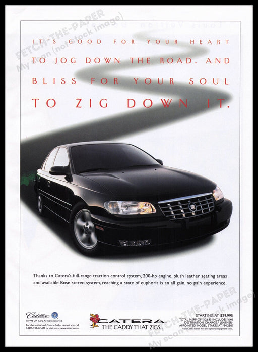 Cadillac Catera Car 1990s Print Advertisement Ad 1998 Fetch the Paper!