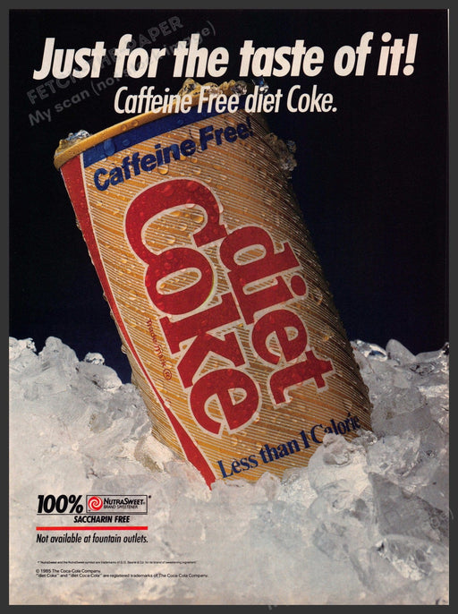Caffeine Free Diet Coke 1980s Magazine Print Advertisement Ad 1985 Soda Pop Fetch-the-Paper