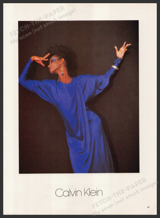 Calvin Klein Clothing Iman Super Model 1980s Print Advertisement Ad 1982 Purple Fetch the Paper!