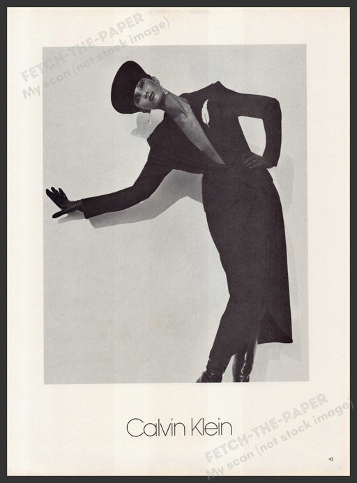 Calvin Klein Clothing Iman Super Model 1980s Print Advertisement Ad 1982 UK Fetch the Paper!