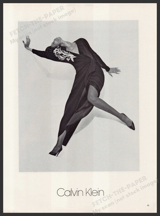 Calvin Klein Clothing Iman Super Model 1980s Print Advertisement Ad 1982 UK Legs Fetch the Paper!