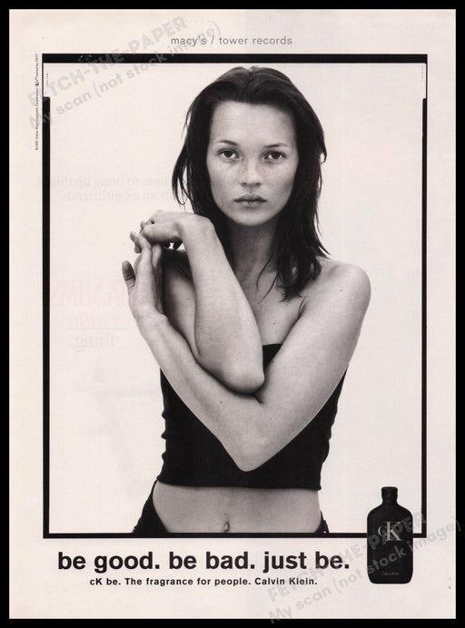 Calvin Klein Fragrance Kate Moss 1990s Print Advertisement Ad 1997 Be Good Bad Fetch the Paper!