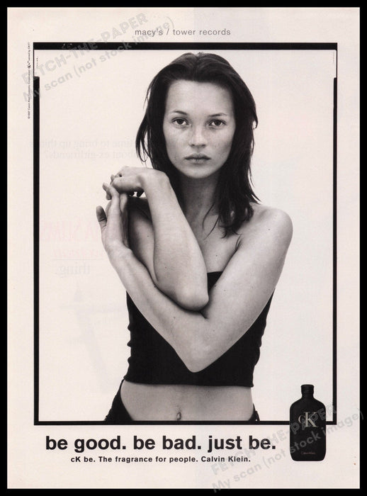 Calvin Klein Fragrance Kate Moss 1990s Print Advertisement Ad 1997 Be Good Bad Fetch the Paper!