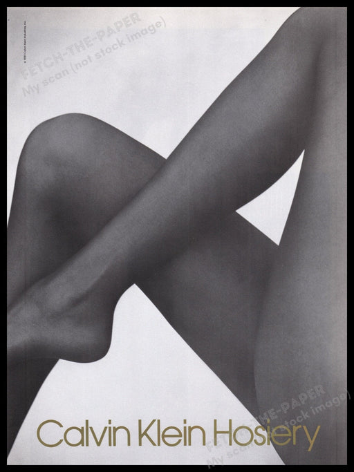 Calvin Klein Hosiery 1980s Print Advertisement Ad 1989 Legs Long Fetch the Paper!