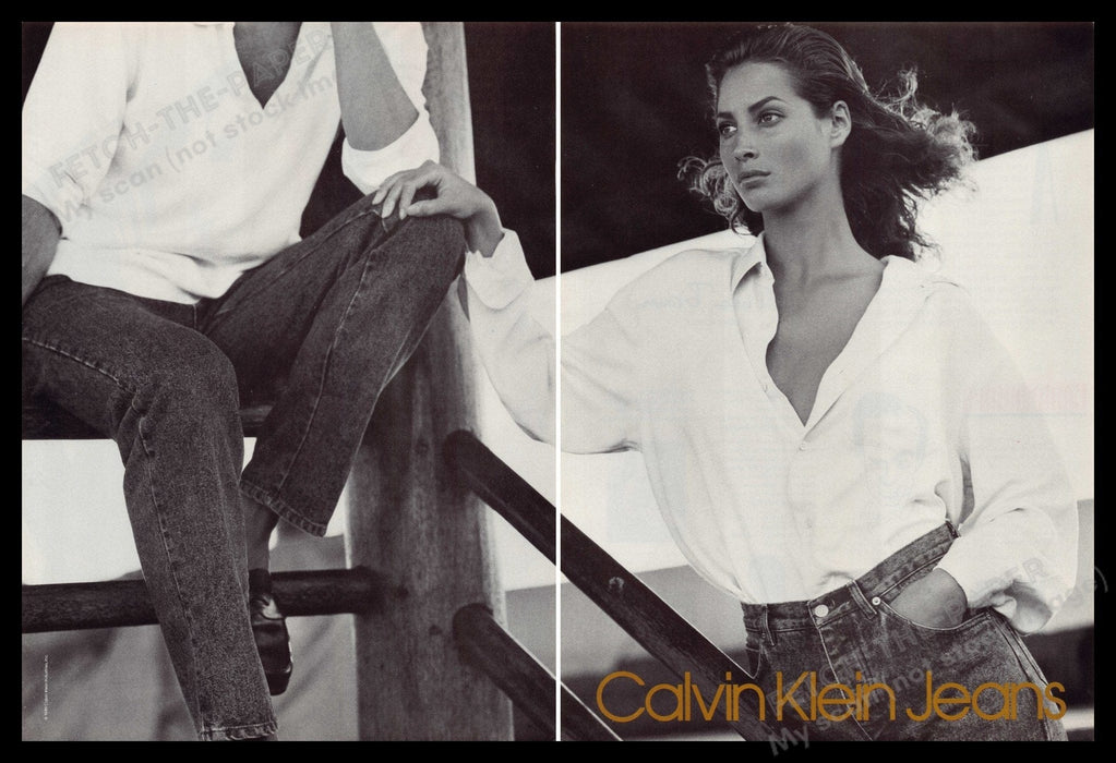 Calvin Klein Jeans Christy Turlington 1980s Print Advertisement (2 Page) 1989 Fetch-the-Paper