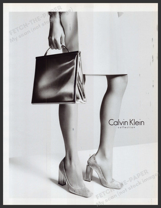 Calvin Klein Shoes 2000s Print Advertisement Ad 2009 Skirt Legs Black & White Fetch-the-Paper