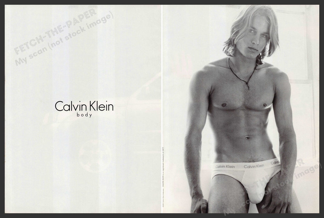 Calvin Klein Travis Fimmel 2000s Print Advertisement (2 page centerfold) 2001 Fetch-the-Paper