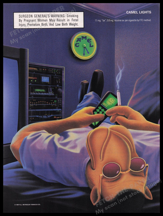Camel Cigarettes 1990s Print Advertisement Ad 1997 Joe Illustration Lights Fetch the Paper!