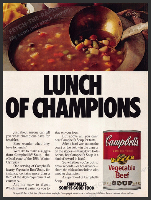 Campbell's 1980s Magazine Print Advertisement 1985 Vegetable Beef Lunch Campbell's