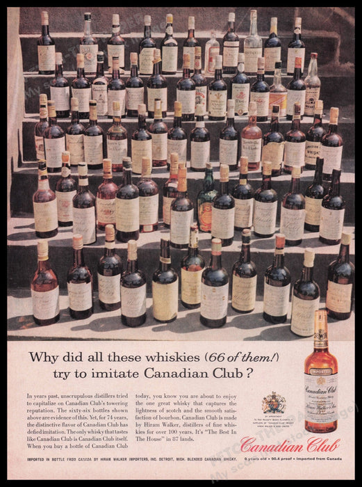 Canadian Club Whisky Hiram Walker 1950s Print Advertisement Ad 1959 Fetch the Paper!