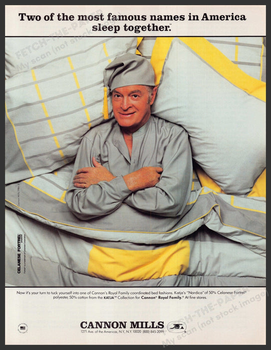 Cannon Mills Sheets Linens Bob Hope 1980s Print Advertisement Ad 1984 Fetch-the-Paper