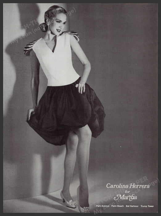 Carolina Herrera for Martha 1980s Print Advertisement Ad 1987 Legs Fashion Fetch-the-Paper