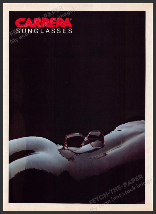 Carrera Sunglasses 1980s Magazine Print Ad 1981 Backside Silhouette Fetch-the-Paper