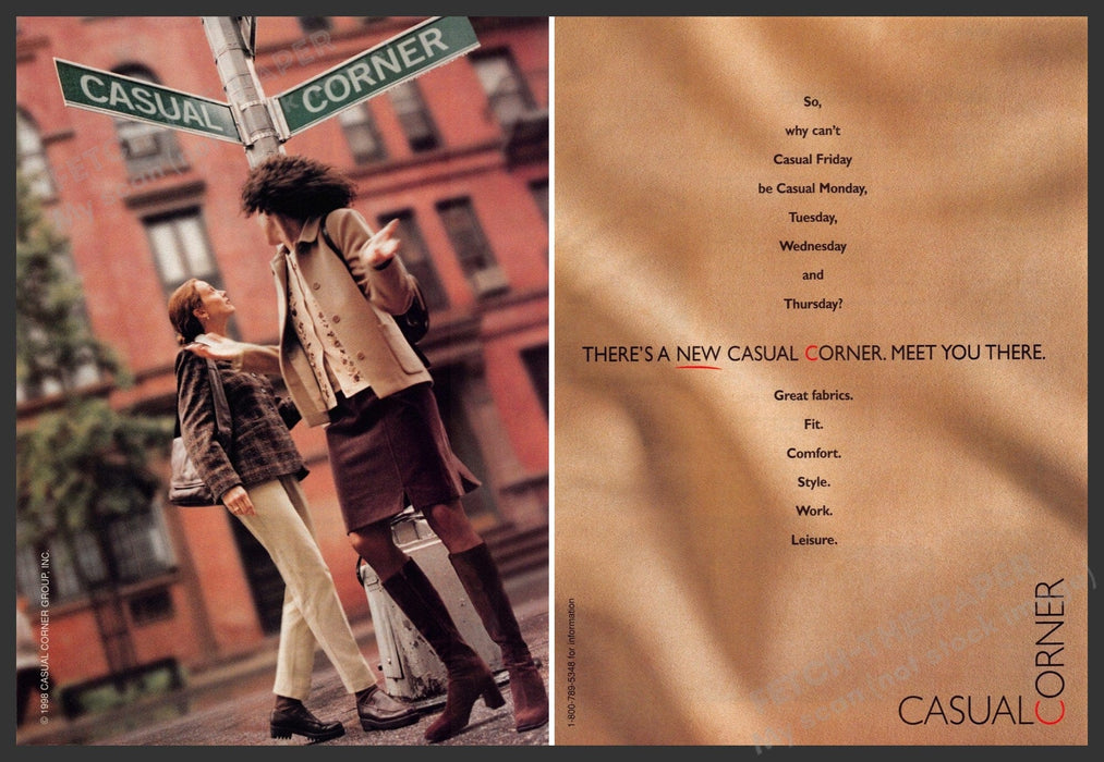 Casual Corner 1990s Magazine Print Advertisement (2 pages) 1998 Legs Street Casual Corner