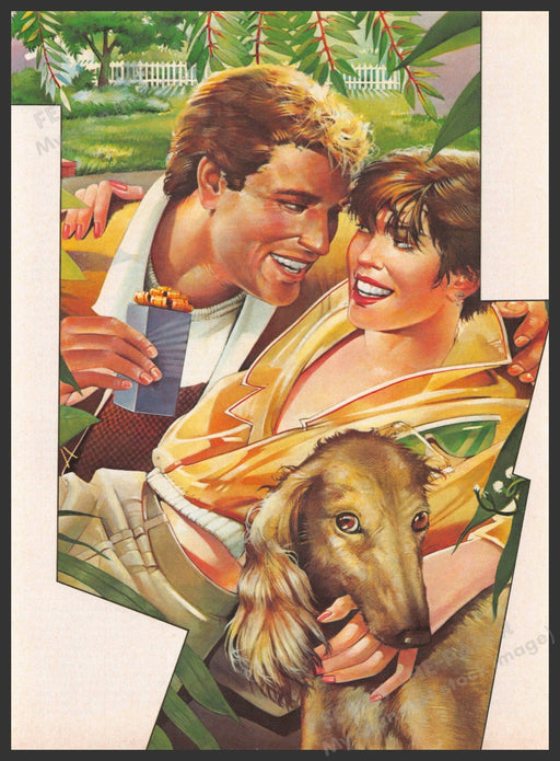 Catherine Huerta Artist 1980s Magazine Illustration 1984 Afghan Hound Couple Catherine Huerta