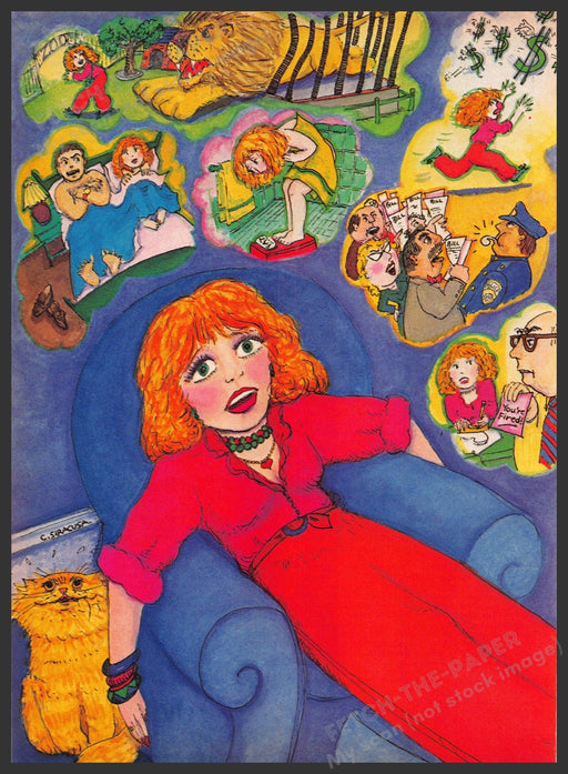 Catherine Siracusa Artist 1980s Magazine Illustration 1982 Worry All the Time Fetch-the-Paper