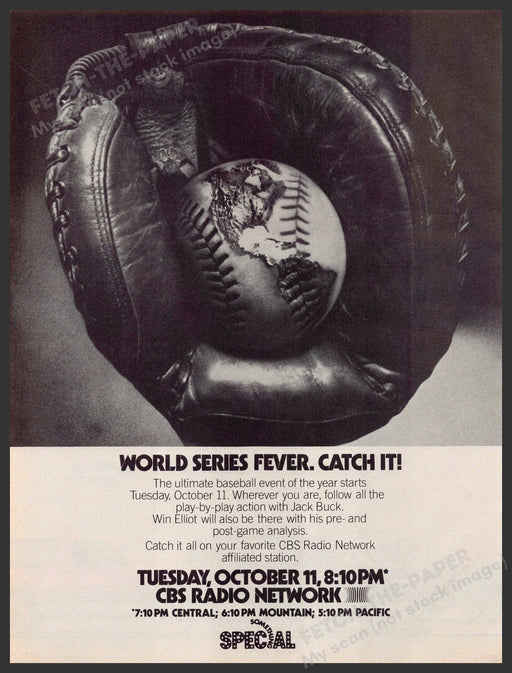 CBS Radio Network 1980s Magazine Print Advertisement 1983 World Series Jack Buck CBS Radio Network