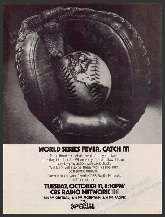 CBS Radio Network 1980s Magazine Print Advertisement 1983 World Series Jack Buck CBS Radio Network