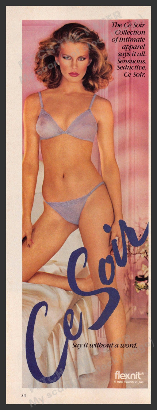 Ce Soir Lingerie 1980s Print Advertisement Ad 1982 Flexnit Bra Panties Fetch-the-Paper
