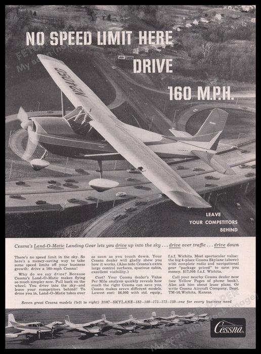 Cessna Airplane Land-o-matic Landing Gear 1950s Print Advertisement Ad 1959 Fetch the Paper!