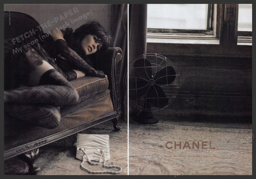 Chanel Clothing 2000s Print Advertisement (2 pages) 2008 Thigh Highs Couch Fetch the Paper!