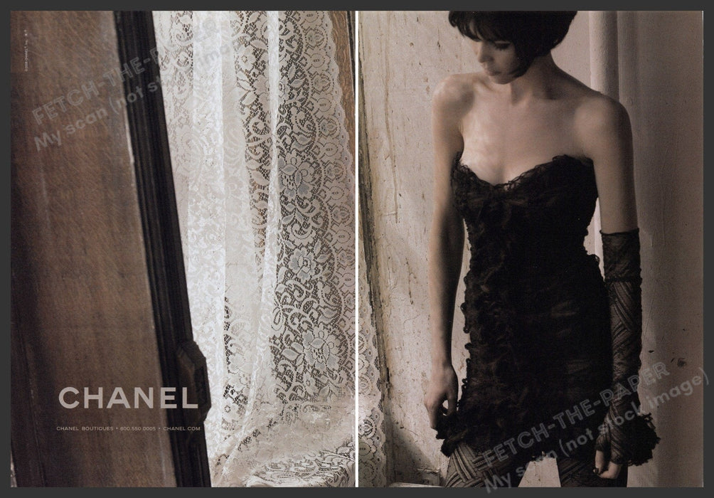 Chanel Clothing 2000s Print Advertisement (2 pages) 2008 Window Sexy Shoulders Fetch the Paper!
