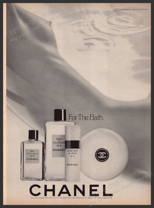 Chanel No. 5 for the Bath 1960s Print Advertisement Ad 1969 Bare Model Fetch the Paper!