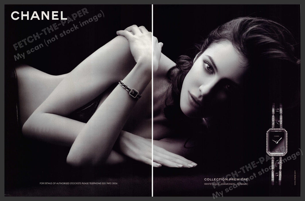 Chanel Watch 2000s Print Advertisement Ad (2 Page) 2008 Bare Model Fetch-the-Paper