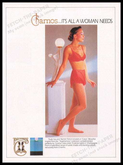 Charnos Lingerie 1980s Print Advertisement Ad 1982 "It's all a woman needs" Fetch the Paper!