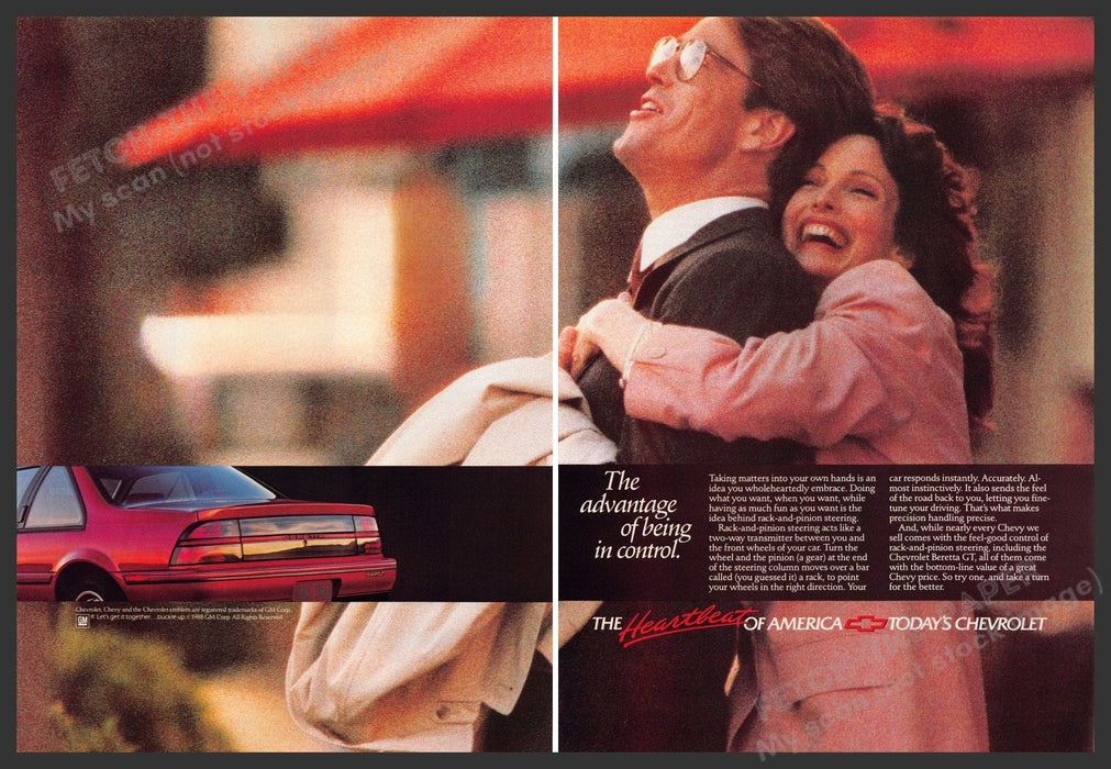 Chevrolet Beretta GT 1980s Print Advertisement (2 page) 1989 City Street Hugging Chevrolet Beretta GT