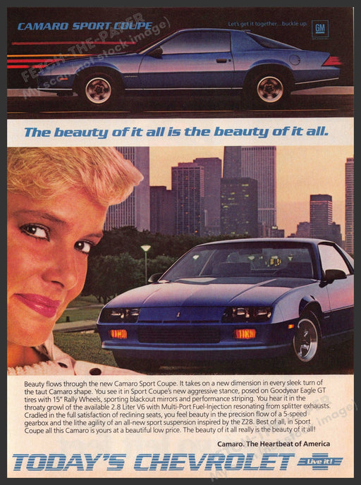 Chevrolet Camaro Sport Coupe 1980s Magazine Print Advertisement 1985 Beauty Chevrolet Camaro