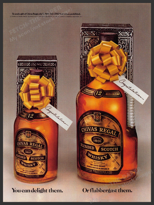 Chivas Regal Whisky 1980s Print Advertisement Ad 1987 "Delight or Flabbergast" Fetch-the-Paper