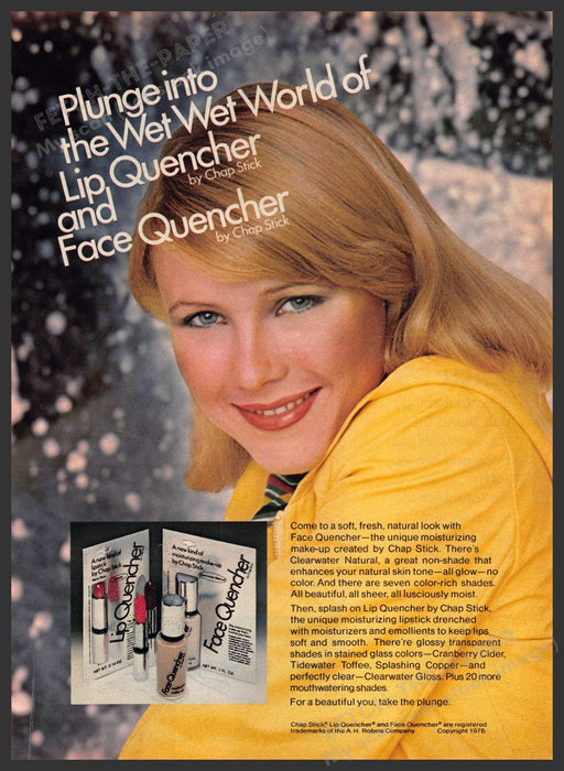 Chop Stick 1970s Print Advertisement 1977 Face & Lip Quencher Blonde Chop Stick