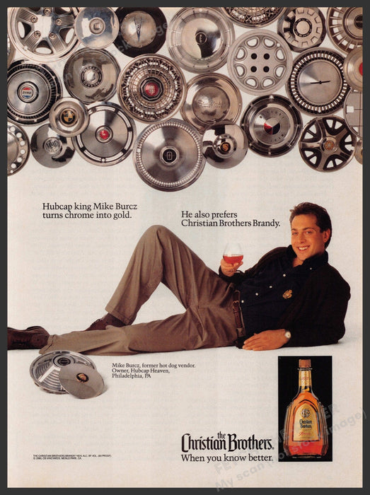 Christian Brothers Brandy 1990s Print Advertisement 1990 Mike Burcz Hupcap King Fetch-the-Paper