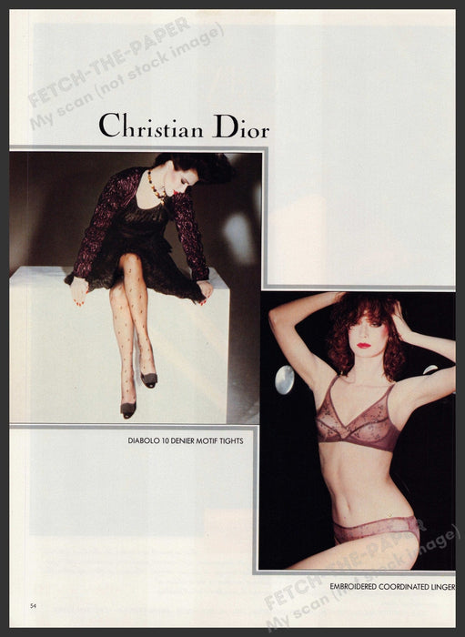 Christian Dior Tights Hosiery Lingerie 1980s Print Advertisement Ad 1980 Legs Fetch-the-Paper