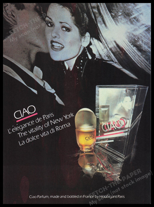 CIAO Perfume Promo 1980s Print Advertisement Ad 1982 Houbigant Paris Fetch the Paper!