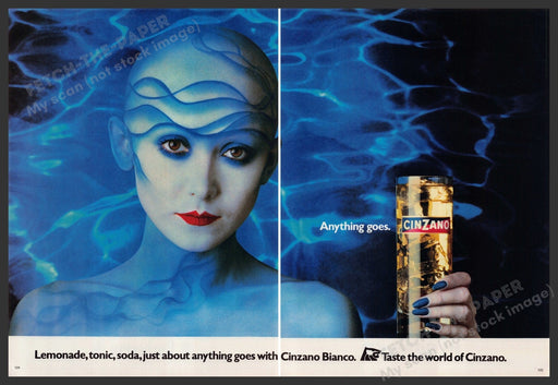Cinzano "Everything Goes" 1980s Print Advertisement (2 pages) 1982 Fetch the Paper!
