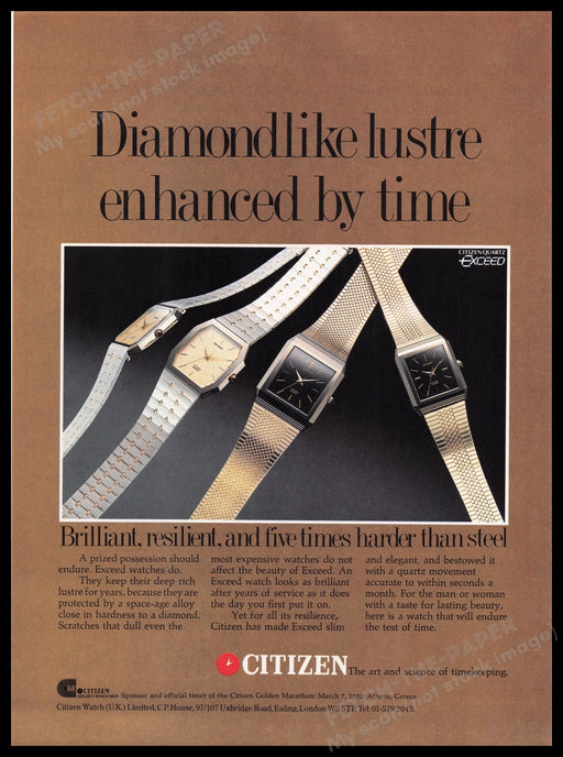 Citizen Exceed Watch 1980s Print Advertisement Ad 1982 Fetch the Paper!