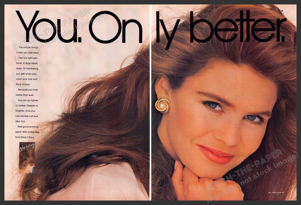 Clairol 1980s Magazine Print Advertisement (2 pages) 1989 Nice 'n Easy Clairol