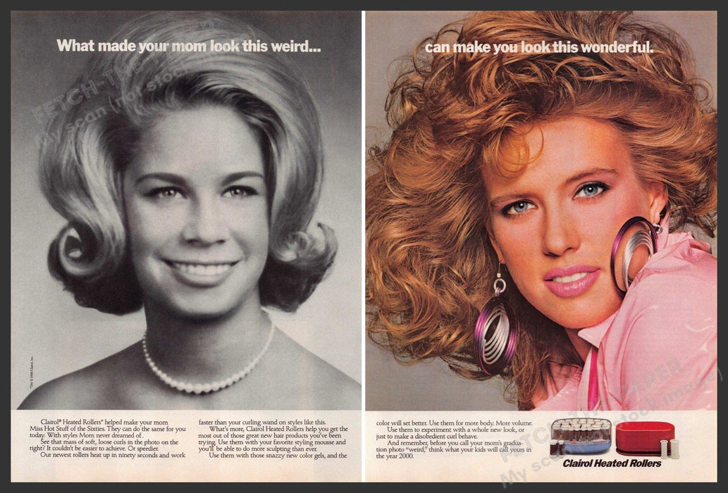 Clairol 1980s Magazine Print Advertisement (2 pgs) 1986 Mom Weird You Wonderful Clairol