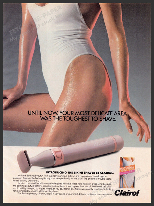 Clairol 1980s Print Advertisement Ad 1986 Bikini Shaver Legs Workout Model Clairol