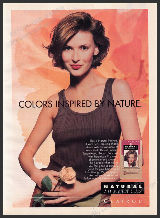 Clairol 1990s Magazine Print Advertisement 1998 "Colors inspired by nature" Clairol